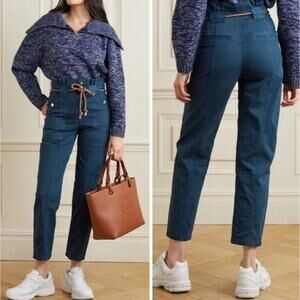 Veronica Beard Jeans Karter Straight Leg High Rise Pants Women's 30 Navy Blue